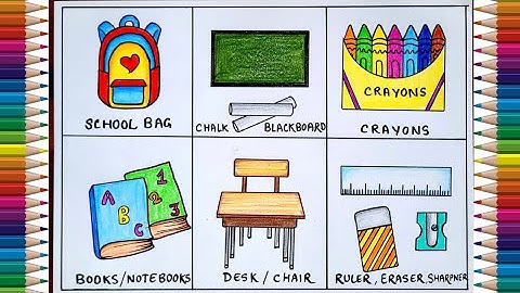 Easy Classroom Objects Drawing |Objects in the Classroom Drawing |Things we use in Classroom drawing