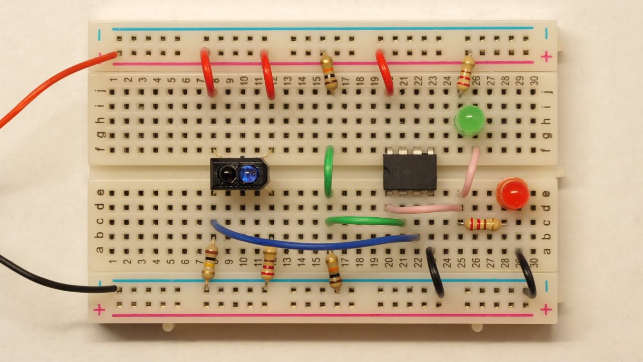 From circuit diagram to breadboard - worked example - TCRT5000 proximity detector - YouTube