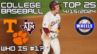 COLLEGE BASEBALL RANKINGS A NEW NUMBER 1 WHEELS BREAKDOWN OF 24 COLLEGE BASEBALL RANKINGS