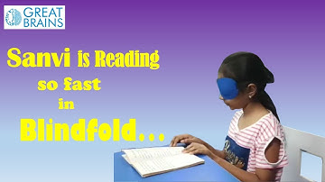 Sanvi is Reading a Book in Blindfold.  Great Brains | Midbrain Activation.