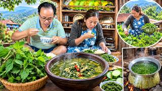 Nettle Curry with Corn Rice | Authentic Village Cooking & Eating in Nepal