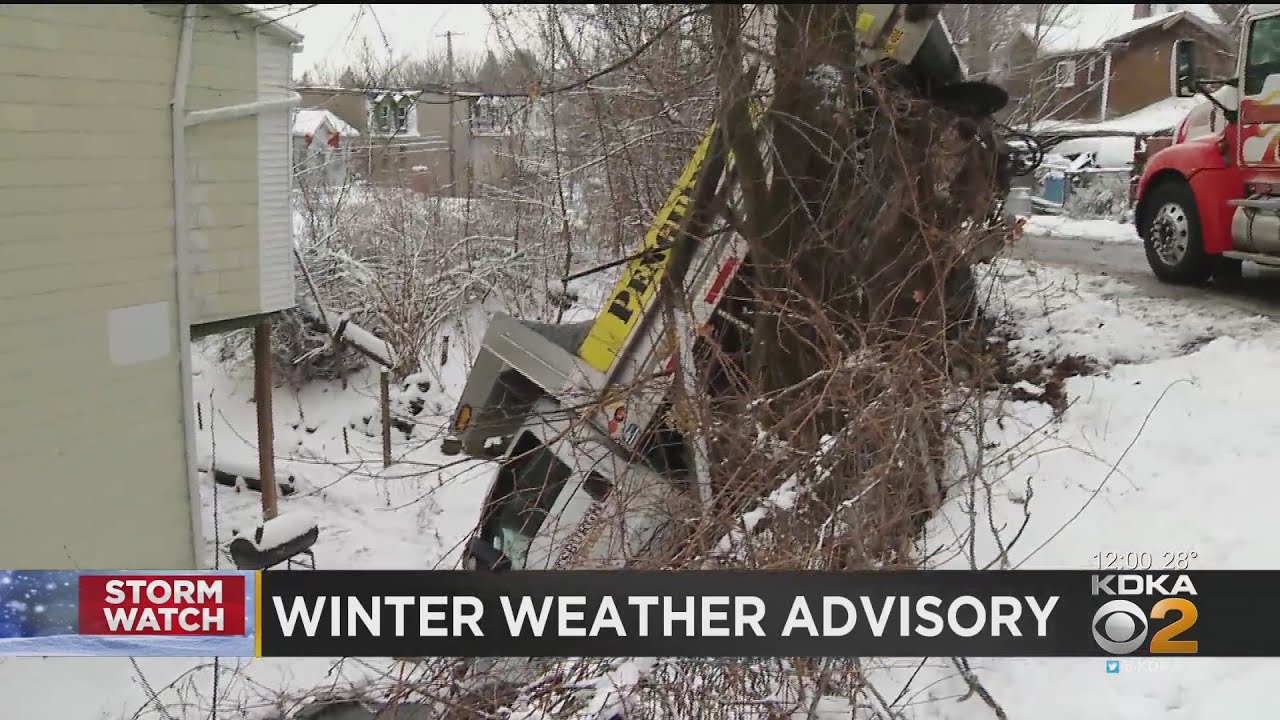 Pittsburgh Public Works Salt Truck Crashes Over Hillside In Mt. Oliver
