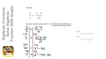 Algebraic Fractions: Solve Algebraic Fraction With Simple Quadratic (Grade 8) - Maths Revision
