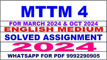 mttm 4 solved assignment 2024 | mttm 4 solved assignment in english 2023-24 | mttm 4 2024