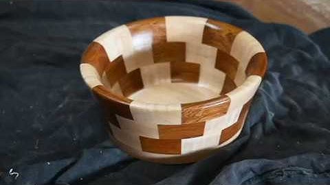 Woodturning - Padauk and Curly Maple Bowl - Segmented