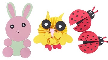 Cắt Dán Hình Thủ Công Bằng Giấy Màu Con Thỏ, Con Cú Mèo, Con Bọ Cánh Cừng