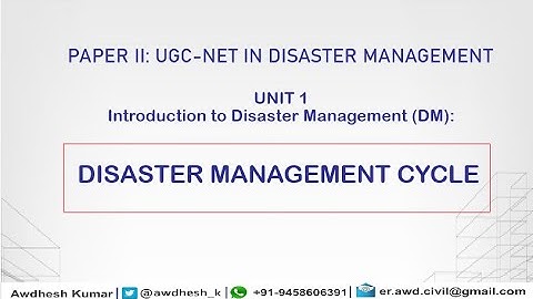 Disaster Management I UGC-NET Exam I Disaster Management Cycle I   paper 2 I Unit 1