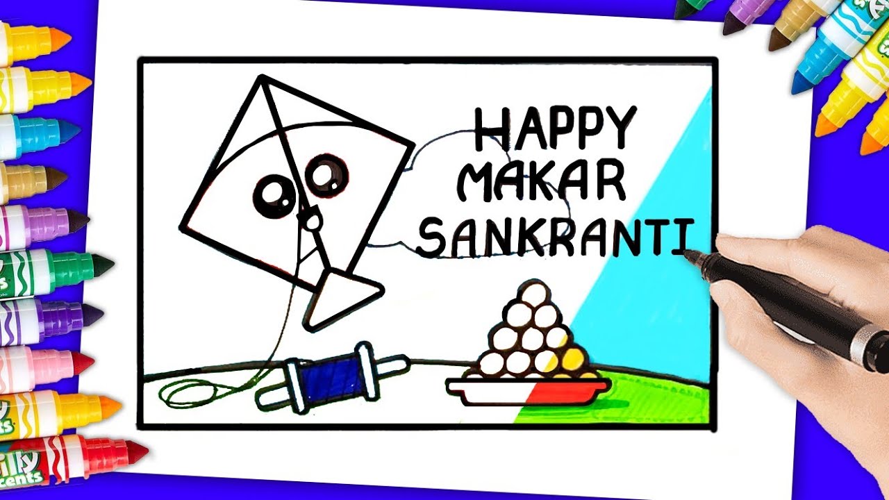 Makar Sankranti Drawing Easy || Makar Sankranti festival Drawing || Happy Makar  Sankranti Drawing || - YouTube