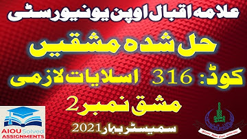 AIOU Solved Assignments | 316 | ISLAMIAT (C) | Assignment No 2 | FA | Spring 2021