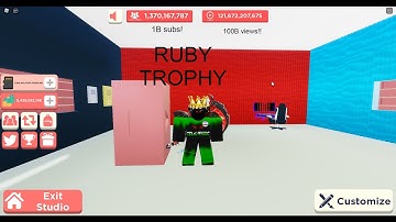 1BILLION SUBSCRIBERS RUBY TROPHY/PLAYBUTTON + 100BILLION VIEWS!! YouTube Simulator (ROBLOX)