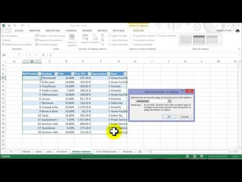 Modifier un tableau avec outil de création Excel 2013