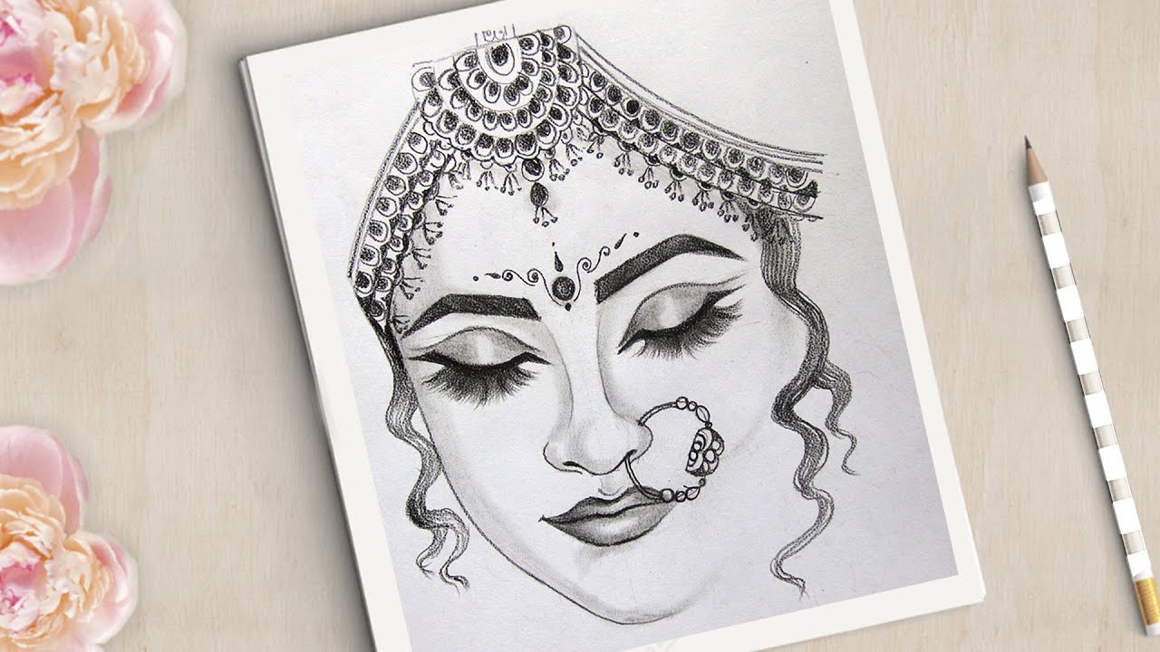 Pencil Sketch Of A Bridal  DesiPainterscom