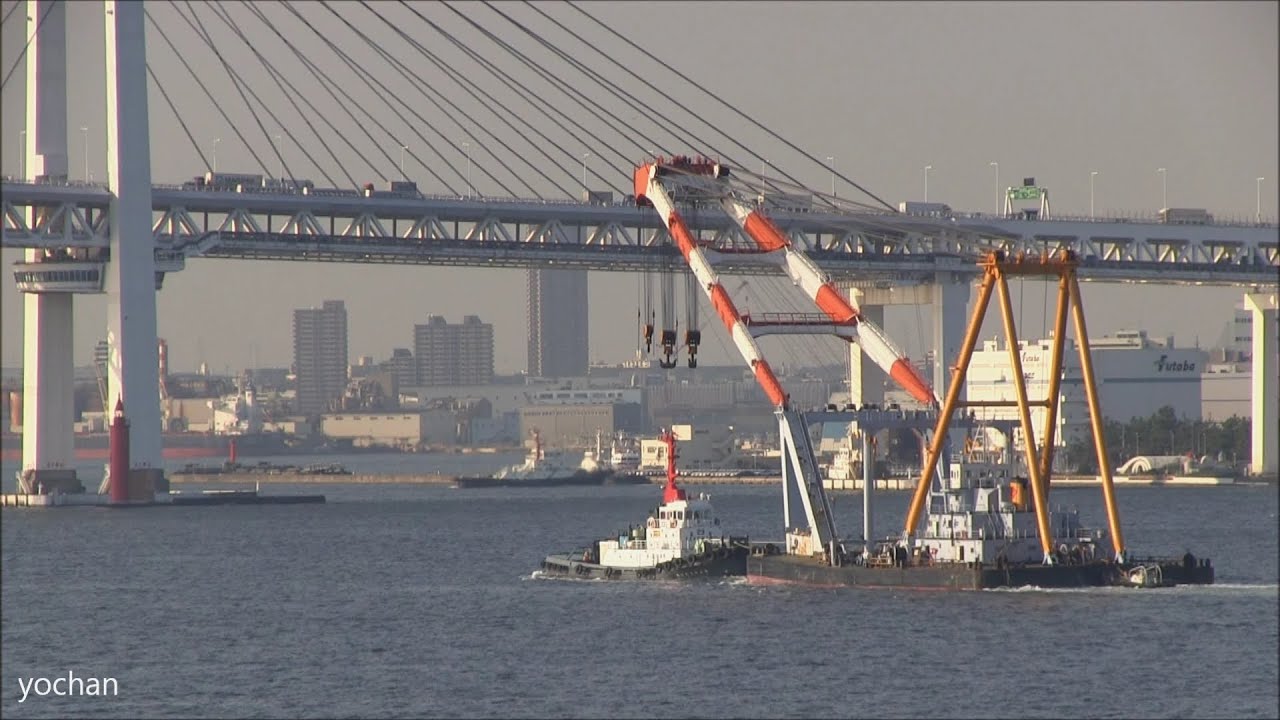 Crane ship,YAMATO 巨大なクレーン船（起重機船）「大和」深田
