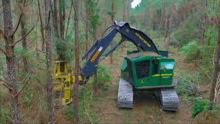 John Deere Track Feller Buncher Drone Footage With Audio!