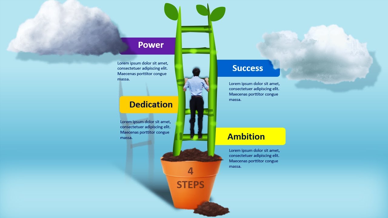 Create 4 Success Steps Slide in PowerPoint Tutorial No 983
