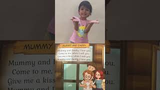 Mummy & daddyI love you, poem#kidslearning #preschool#rhymes #shortsviral#preschoollearning #shorts