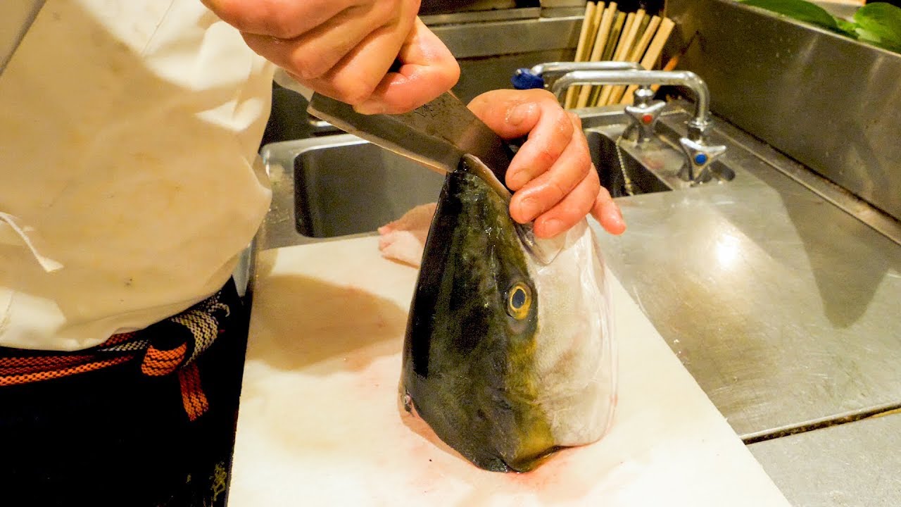 Cooking whole Japanese fish How to make sashimi YouTube