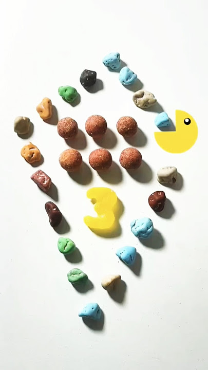 #GreedyPacman #GummyNumber3 #CrunchyBalls #ClayBeads #PacmanChase #SweetSnackTrail #EdibleArtGame