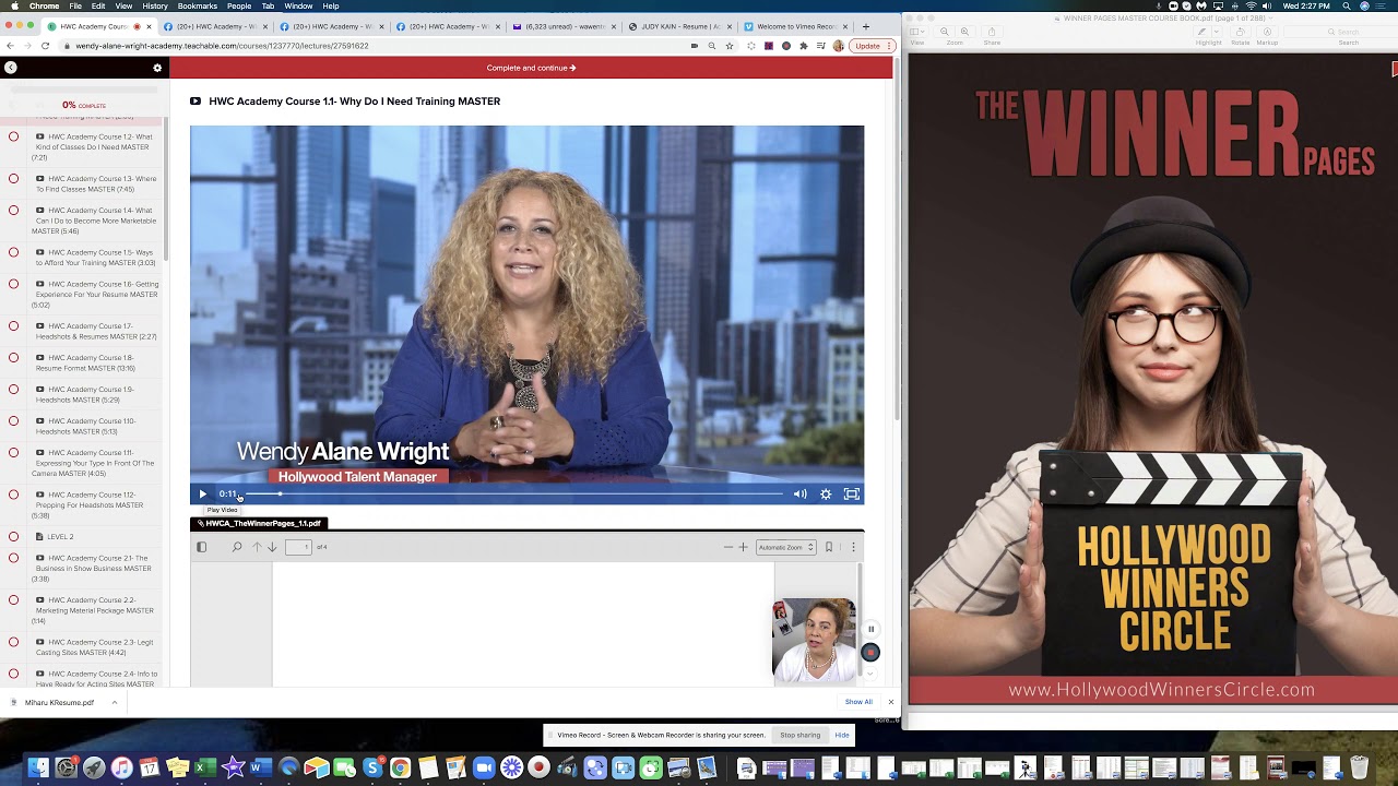 Wendy Alane Wright describes the HOLLYWOOD WINNERS CIRCLE MASTER CLASS