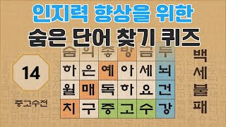 인지력 향상을 위한 10단계 낱말 퀴즈 - 14편 [숨은단어찾기 | 낱말퀴즈 | 두뇌건강 뇌훈련 집중력강화 | 치매예방퀴즈 | 가로세로퀴즈 Korean Word Quiz ] screenshot 3