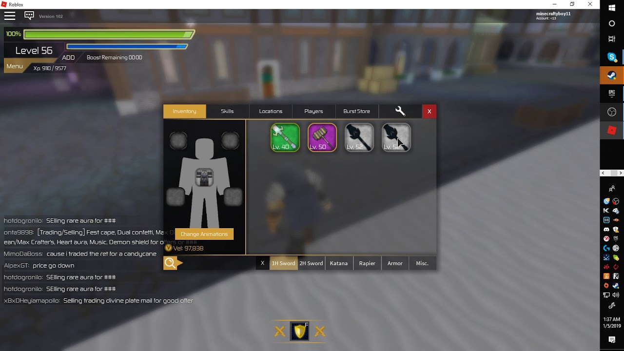 Roblox Swordburst 2 Proof Of Inventory In Case Of Data Wipe Youtube - swordburst 2 how to trade with robux roblox robux tricks