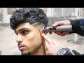 Curly Low Fade Shaped Up Haircut With RAZOR Line