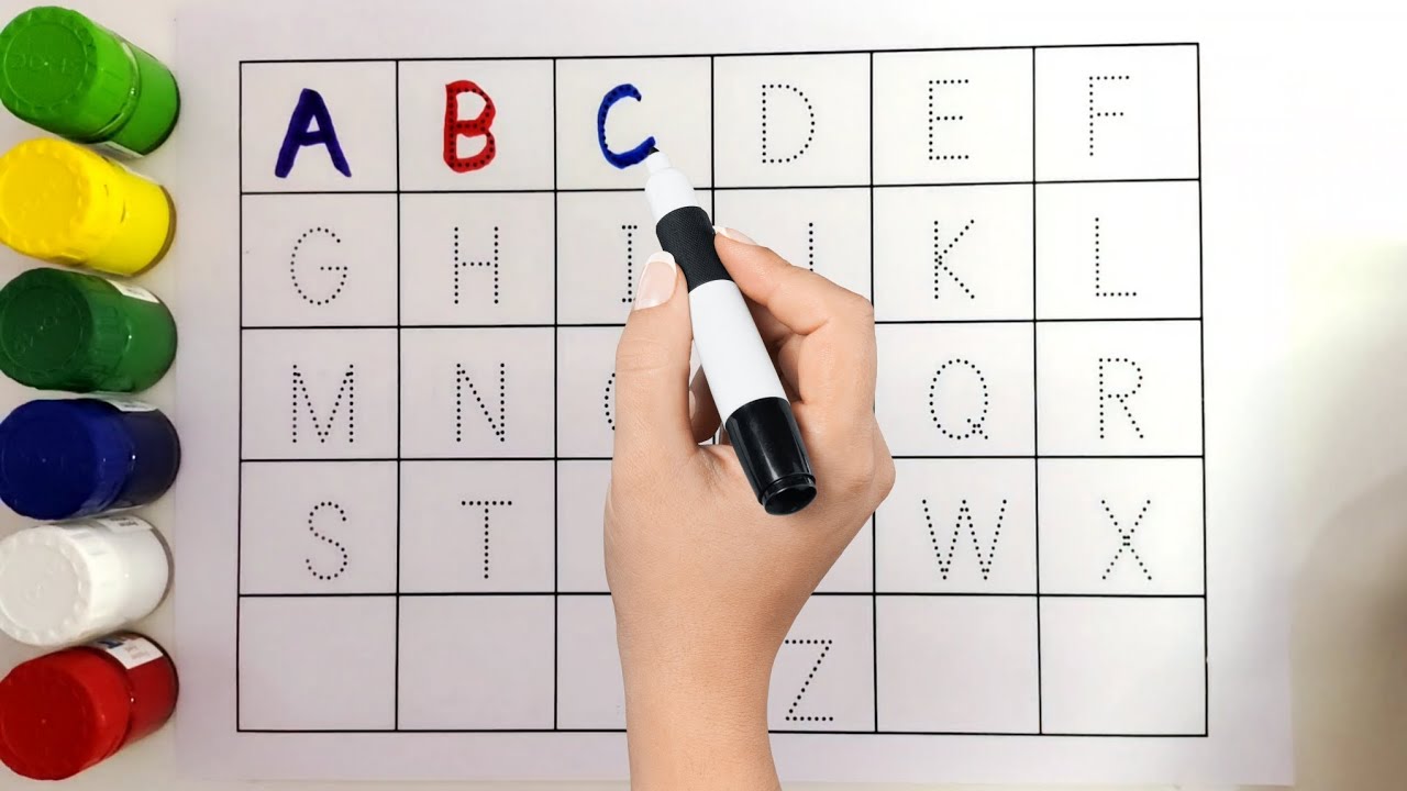 Alphabet, ABC song, ABCD, A to Z, Kids rhymes, collection for writing along dotted lines for toddler