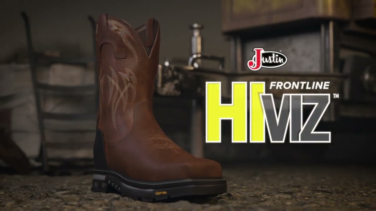 Justin Boots New Commander Styles: Meet the Frontline Featuring HiViz™ outsole with 3M™ Scotchlite™