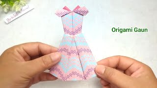Cara Membuat Gaun Dari Origami | Origami Gaun  | Dress Origami