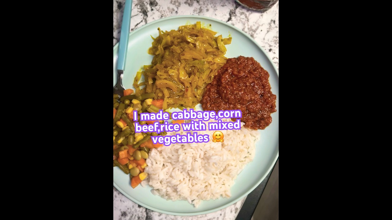 I made cabbage,corn beef,rice with mixed vegetables 🤗 #food #cooking #subscribe #share — chy yourstruly YouTube video