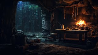 Hiding from a Heavy Rain and Thunderstorm in Cave Fireplace Sounds for 12 hours,Sleep, Study, Relax screenshot 4