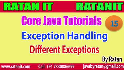 Core Java Tutorial || Exception Handling || video-15 || Different Exceptions  || By Ratan Sir