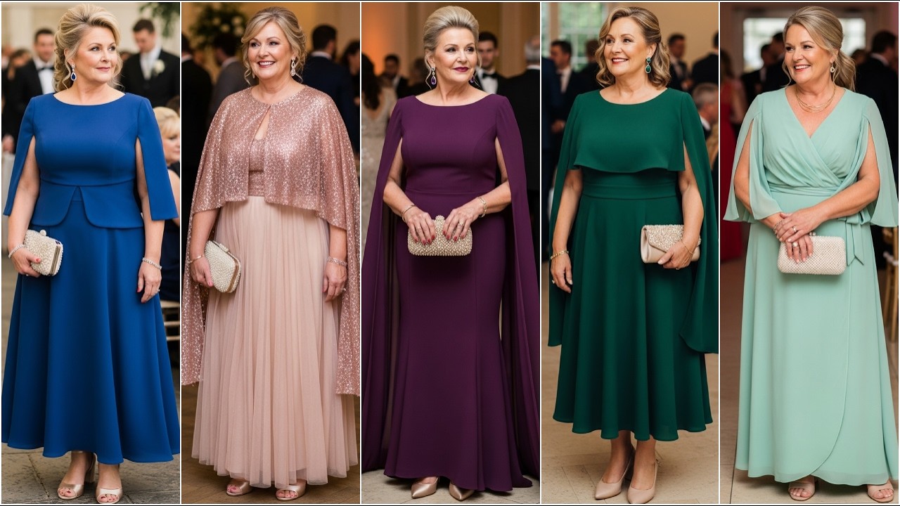 Красивые весенние платья больших размеров с рукавами-кейпами для матери жениха: лучшие модели 202...