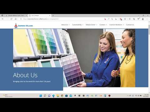 Sherwin-Williams Website May 2022