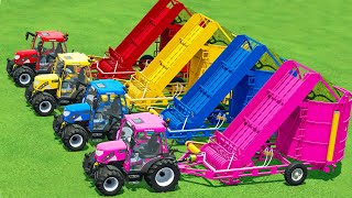 MINI TRACTORS OF COLORS! HARVEST GRASS WITH MULTICOLOR RIGITRAC TRACTORS! Farming Simulator 22