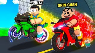 Nobita vs Shin-chan: The Ultimate Bike Race! 🛵💨 screenshot 4