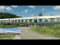 Regional train H494 passes Kurenpolvi level crossing with Dv12 and blue coaches