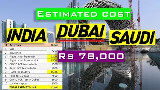India to Saudi visa Dubai estimated budget, Visa Insurance, Flight, Hotel, food, COVID test