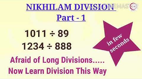 Nikhilam Division - 1 Simple and Easy Trick of Division Vedic Maths, Speed Math #gyankiran