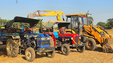 JCB 3dx Xpert Machine Loading Mahindra Eicher Massey Tractor Stuck Mud Over Loaded Trolley | Tractor