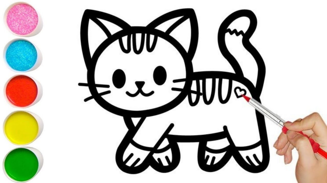 Cat Rasm Bolalar uchun mushuk rasm chizish/ Drawing cat for kids and children ...