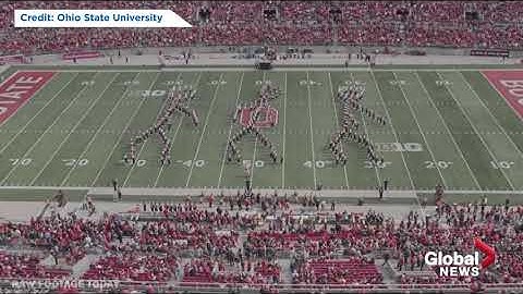 Ohio State marching band "floss" during halftime performance