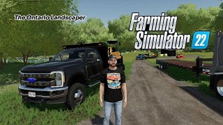 Starting the clean up job with the Cat 304 and the new Ford F350 | Landscaping Series Ep 4 | FS22