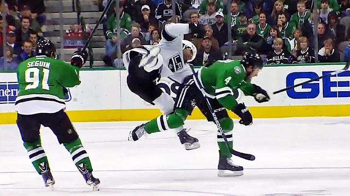 Demers lays Stoll out with beautiful open ice hit