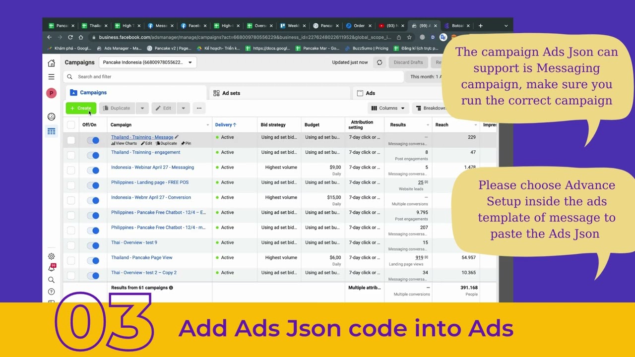 [BOTCAKE] CREATE ADS JSON TO SUPPORT YOUR MESSAGING ADS CAMPAIGN