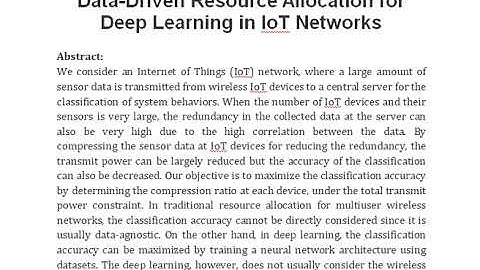 Data Driven Resource Allocation for Deep Learning in IoT Networks