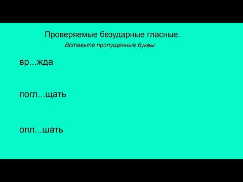 Русский язык. Проверяемые безударные гласные.