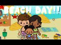 Family of 3 beach day!! | Toca life world