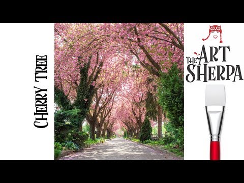 Beginners How to paint with Acrylic on Canvas Cherry Tree Tunnel