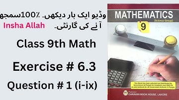 Class 9th Math Unit 6 Exercise 6.3 Question 1 (i-ix) || E.X 6.3 Q 1 Class 9th Mathematics - PTTB